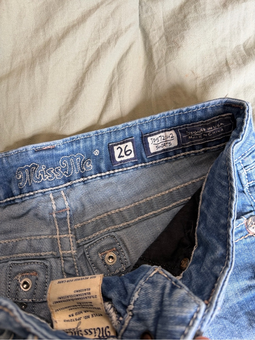 Miss Me Blue Denim Jean Shorts - Picture 2 of 3